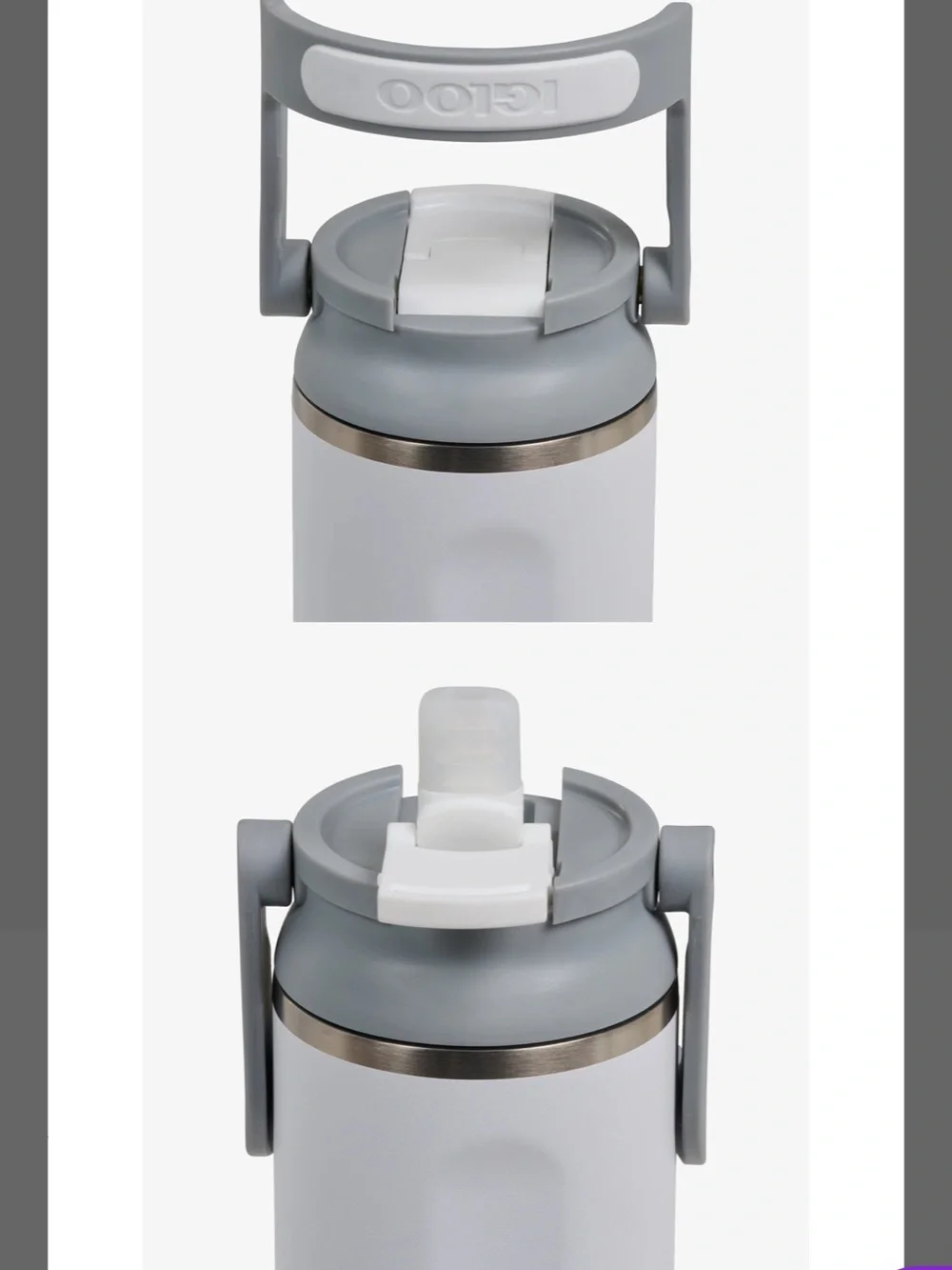 Set of 2: Igloo White Travel Bottle with Gray Flip Lid
